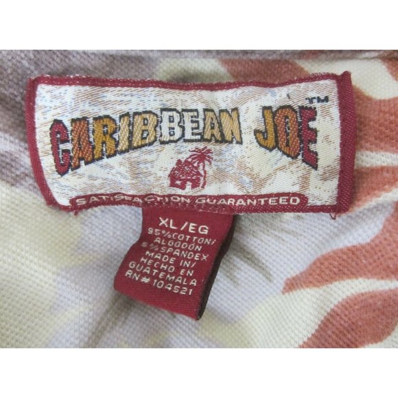 Caribbean Joe Men Hawaiian Polo shirt floral pit to pit 29 XL vintage tropical - Picture 8 of 8